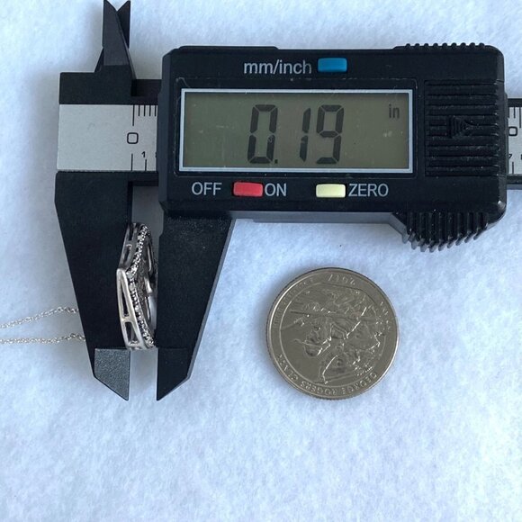 Sterling Silver 925 AFJC Diamond Asymmetric Heart Pendant Necklace 18" Chain - Picture 16 of 16